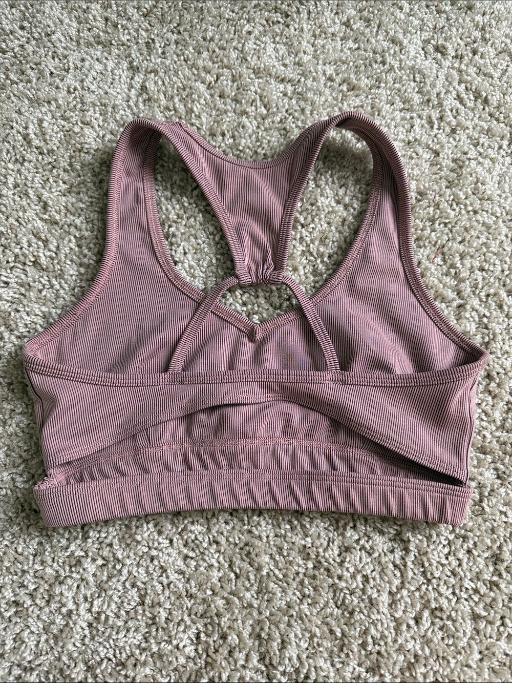 Bombshell Sportswear Ribbed Racerback Bralette - Mauve Pink - Picture 3 of 5